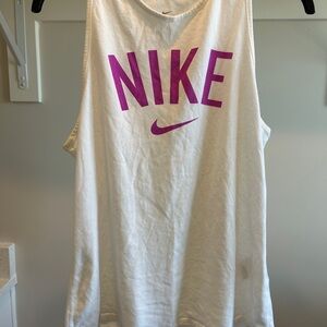 Nike White Tank Top with Pink Logo
